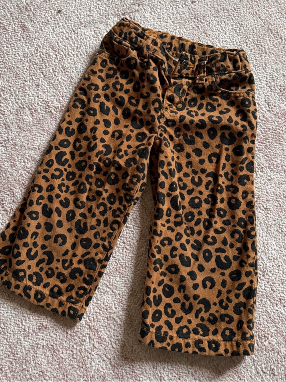 Leopard Print Kids Wide-Leg Pants - Brown